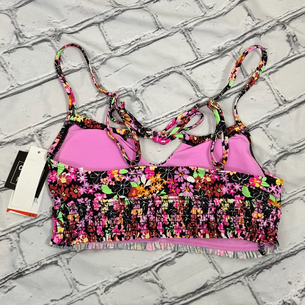 Colorful Flower Cinched Bikini Top - Picture 4 of 4